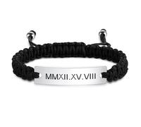 MeMeDIY Personalized Bracelet for Men - Custom Photo Engraved With Name Text - Adjustable Braided Handmade Woven Rope for Husband -C2