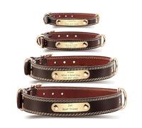 MeMeDIY Personalized Dog Collars Custom Leather Dog Collar Engravable Name ID Tag Brown Collar Leather Name Plate Collar for Small Medium and Large Dogs (M)