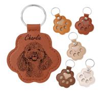MeMeDIY Personalized Dog Hair Keychain Custom Name Pet Cat Fur keepsake Paw Leather Keychain Pet Memorial Gifts for Dogs - A2