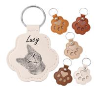 MeMeDIY Personalized Dog Hair Keychain Custom Name Pet Cat Fur keepsake Paw Leather Keychain Pet Memorial Gifts for Dogs - A5