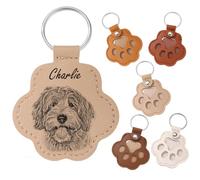 MeMeDIY Personalized Dog Hair Keychain Custom Name Pet Cat Fur keepsake Paw Leather Keychain Pet Memorial Gifts for Dogs - A4