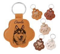 MeMeDIY Personalized Dog Hair Keychain Custom Name Pet Cat Fur keepsake Paw Leather Keychain Pet Memorial Gifts for Dogs - A1