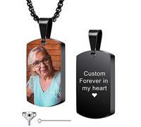 MeMeDIY Personalized Dog Tag Pendant Urn Necklace Engraving Photo/Name/Date/Calendar Customized for Men Women Boy Girl Dog Cat Pet Stainless Steel Ashes Memorial Keepsake Cremation Jewelry Funnel Kit