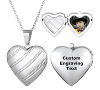 MeMeDIY Personalized Heart Locket Necklace Custom Photo Locket Necklace Gold/Silver/Rose Gold That Holds Picture Customized Memorial Jewelry Gifts for Women -B1