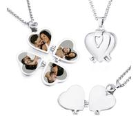 MeMeDIY Personalized Heart Locket Necklace That Holds 4 Photos Custom Photo Locket Pendant Necklace for Women/Mom Expanding Photo Locket Necklace Gold Plated Vintage Locket Necklace -B1