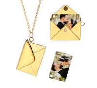 MeMeDIY Personalized Locket Necklace Envelope Love Letter Necklaces with Secret Message/Letter Necklace Personalized Heart Photo Angel Wings Locket Necklace for Woman -A2 Photo