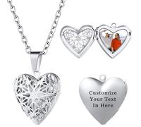 MeMeDIY Personalized Locket Necklace Envelope Love Letter Necklaces with Secret Message/Letter Necklace Personalized Heart Photo Angel Wings Locket Necklace for Woman -C
