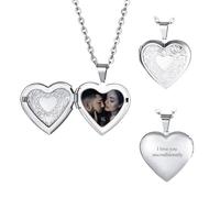 MeMeDIY Personalized Locket Necklace Envelope Love Letter Necklaces with Secret Message/Letter Necklace Personalized Heart Photo Angel Wings Locket Necklace for Woman -F1