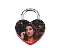 MeMeDIY Personalized Love Lock Heart Shaped Custom Engraving Picture Photo Name Date for Couple Him & Her Love Bridge Alloy Padlock with Key Lover Gift(Red&P)