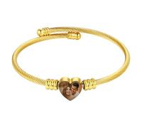 MeMeDIY Personalized Photo Bracelet for Women Engraved Picture Text Name Gold/Silver/Black Open Cuff Bangle Bracelet Heart Charm Custom Jewelry Gift for Mom Wife Friend - B2