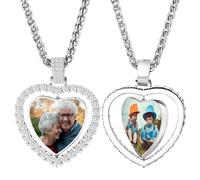 MeMeDIY Personalized Picture Pendant for Men Women Memorial Necklace with Picture Hear Shape Double Sided Personalized Photo Necklace Engraving Image/Text/Name/Date D1-18