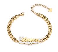 MeMeDIY Personalized Plated Adjustable Name Bracelet for Women Unique Letter Design Jewelry with Copper Pendant Heartwarming Gorgeous Gift for Mother Girlfriend Friend - B