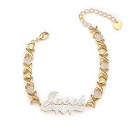 MeMeDIY Personalized Plated Adjustable Name Bracelet for Women Unique Letter Design Jewelry with Copper Pendant Heartwarming Gorgeous Gift for Mother Girlfriend Friend - I
