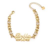 MeMeDIY Personalized Plated Adjustable Name Bracelet for Women Unique Letter Design Jewelry with Copper Pendant Heartwarming Gorgeous Gift for Mother Girlfriend Friend - F