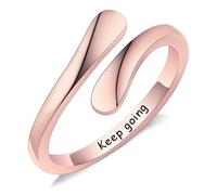 MeMeDIY Personalized Promise Rings 925 Sterling Silver Spiral Twist Ring Engraved Name/Date/Initial for Women Engagement Wedding Band Adjustable Wrap Open Band - D3