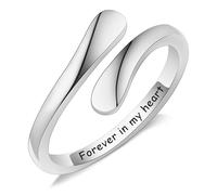 MeMeDIY Personalized Promise Rings 925 Sterling Silver Spiral Twist Ring Engraved Name/Date/Initial for Women Engagement Wedding Band Adjustable Wrap Open Band - D1
