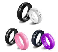 MeMeDIY Personalized Silicone Couple Rings Rubber Wedding Band Rings for Men/Women Custom Silicone Ring Engraved Name/Symbol/Date/Text 8MM Width -A2