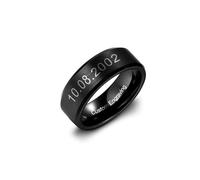 MeMeDIY Personalized Tungsten Rings for Men Custom Engraved Promise Rings Engraved Name/I Love You Wedding Ring 6mm 8mm Matte Brushed Black Ring Gifts for Valentine's Day (D-6)
