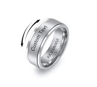 MeMeDIY Promise Ring Personalized Stainless Steel Couples Rings Engraved Wedding Ring Set for Men Women | Spinner Rings | I Love You Ring Wedding Band Rotatable Engagement Rings -Style E-10#