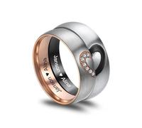 MeMeDIY Promise Ring Personalized Stainless Steel Couples Rings Engraved Wedding Ring Set for Men Women | Spinner Rings | I Love You Ring Wedding Band Rotatable Engagement Rings -Style C2-6#
