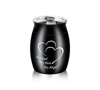 MeMeDIY Small Keepsake Urn for Human Ashes Mini Pet Cremation Urn Personalized Photo Birthstone Memorial Ashes Holder Stainless Steel Decorative Ashes Container (Black, Black & White Photo, My..)
