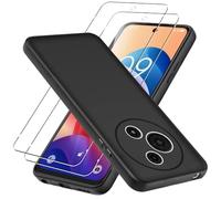 MEMELOKA Case for TCL 60 SE/TCL 605 + 2 Pieces Screen Protector, Ultra Thin Flexible TPU Silicone Protective Case TCL 60 SE/TCL 605 [Non-Slip] [Scratch-Resistant] - (Matt Black)
