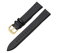 MEMEM 10/12/13/14/15/16/17/18/19/20/21/22mm Plain Leather Watch Strap for Men and Women, Gold Pin Buckle(Black,8mm)
