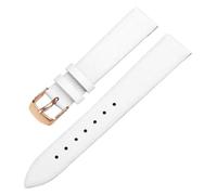 MEMEM 10/12/13/14/15/16/17/18/19/20/21/22mm Plain Leather Watch Strap for Men and Women, Rose Gold Pin Buckle(White,16mm)