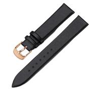 MEMEM 10/12/13/14/15/16/17/18/19/20/21/22mm Plain Leather Watch Strap for Men and Women, Rose Gold Pin Buckle(Black,17mm)