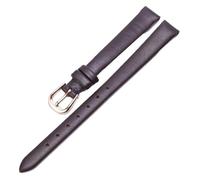 MEMEM 10mm-20mm Slim Soft Ultra-thin Leather Strap Colorful Watch Chain Female Accessories, Rose Gold Buckle, Plain(Dark Brown,12mm)