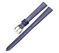 MEMEM 10mm-20mm Slim Soft Ultra-thin Leather Strap Colorful Watch Chain Female Accessories, Rose Gold Buckle, Plain(Dark Blue,9mm)