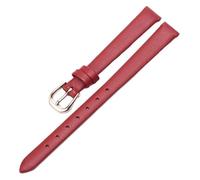 MEMEM 10mm-20mm Slim Soft Ultra-thin Leather Strap Colorful Watch Chain Female Accessories, Rose Gold Buckle, Plain(Dark Red,14mm)