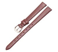 MEMEM 10mm-20mm Slim Soft Ultra-thin Leather Strap Colorful Watch Chain Female Accessories, Rose Gold Buckle, Plain(Brown,17mm)