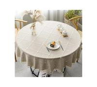 MEMEM Plaid Cotton Linen Round Tablecloth Wedding Hotel Banquet Cloth Table Cover Indoor Dining Room Kitchen Outdoor Decor Manteles for(Color1,Round DIA 110cm)
