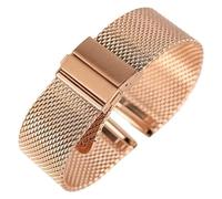 MEMEM Watchbandwatch Strap Black/Silver/Rose Golden 18mm/20mm/22mm Watch Band mesh Stainless Steel Strap fold Over Clasp Watches Replacement Bracelet Bracelet(Rose Gold,22mm)