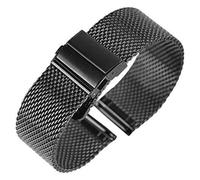 MEMEM Watchbandwatch Strap Black/Silver/Rose Golden 18mm/20mm/22mm Watch Band mesh Stainless Steel Strap fold Over Clasp Watches Replacement Bracelet Bracelet(Black,22mm)