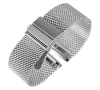 MEMEM Watchbandwatch Strap Black/Silver/Rose Golden 18mm/20mm/22mm Watch Band mesh Stainless Steel Strap fold Over Clasp Watches Replacement Bracelet Bracelet(Silver,18mm)