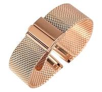 MEMEM Watchbandwatch Strap Black/Silver/Rose Golden 18mm/20mm/22mm Watch Band mesh Stainless Steel Strap fold Over Clasp Watches Replacement Bracelet Bracelet(Rose Gold,18mm)