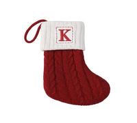 mememom Christmas Stockings Personalised Knitted Stocking with Letter Embroidered Letter Red Christmas Stocking Hanging Decorative Stockings Gifts For Family Holiday Decorations (K)