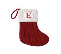 mememom Christmas Stockings Personalised Knitted Stocking with Letter Embroidered Letter Red Christmas Stocking Hanging Decorative Stockings Gifts For Family Holiday Decorations (E)