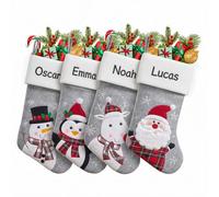 mememom Personalised Christmas Stockings with Embroidered Name, Custom 3D Xmas Character Stocking Santa Claus Snowman Reindeer,18 inch Large Christmas Stocking for Family Decoration(Style 9-1 Pack)