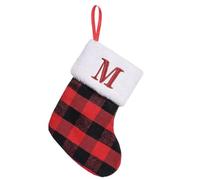 mememom Personalised Christmas Stockings with Initials Red Black Plaid Classic Xmas Stockings with Letters Faux Fur Plush Cuff Hanging Stockings for Xmas Decor Tree Decoration (M)