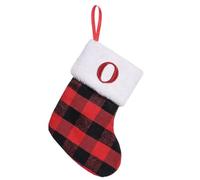 mememom Personalised Christmas Stockings with Initials Red Black Plaid Classic Xmas Stockings with Letters Faux Fur Plush Cuff Hanging Stockings for Xmas Decor Tree Decoration (O)