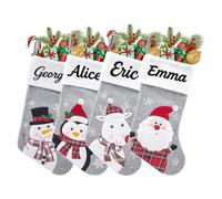 mememom Personalised Christmas Stockings with Name, Custom 3D Xmas Character Stocking Santa Claus Snowman Reindeer,Large Christmas Stocking for Family, Fireplace Hanging Decoration(Style 9-1 Pack)
