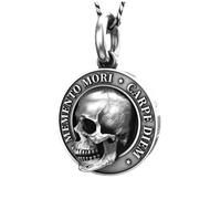 Memento Maury Skull Pendant, Alloy Skull Coin Necklace, Punk Demon Necklace, Gothic Jewelry Gift for Father's Day