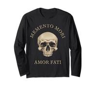 Memento Mori Amor Fati Skull Latin Phrase Philosophy Long Sleeve T-Shirt