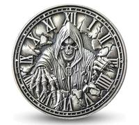 Memento Mori Challenge Coin - 1.57" Motivational Gift with Skull, Hourglass, and Time Symbol - Inspirational Collectible for Life Reflection and Courage