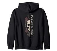 Memento Mori Gothic Rose Half Face Art Dark Zip Hoodie