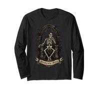 Memento Mori Gothic Skeleton on Throne with Roses and Thorns Long Sleeve T-Shirt