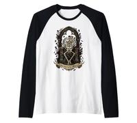 Memento Mori Gothic Skeleton on Throne with Roses and Thorns Raglan Baseball Tee